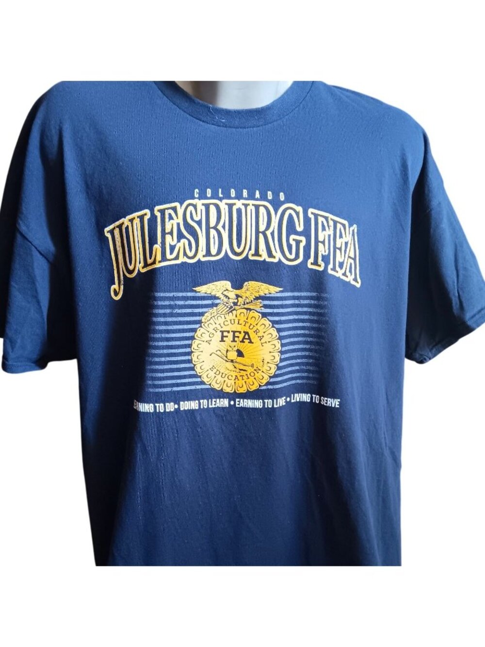 Julesburg Colorado FFA XXL Vintage T-shirt Farm Agriculture Logo 1990's Blue 2XL